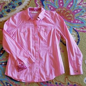 Pink check Pearl snap